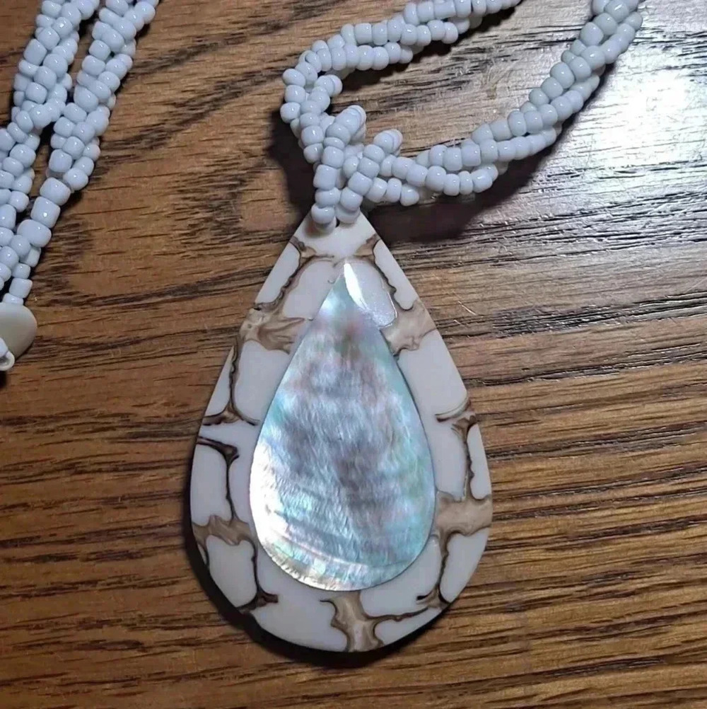 Abalone Teardrop Pendant 18 Necklace